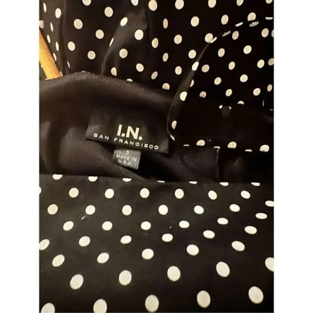 I.N San Francisco Polka Dotted Fit and Flare Dress Size 3 Black/White - Picture 6 of 7